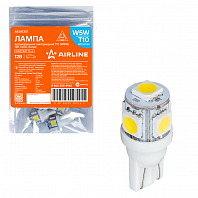 Лампа светодиодная T10 (W5W) STANDARD, 6000K (Белый), 12В, 0.7Вт, 5LED, Полярная