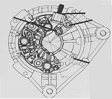 Мост диодный генератора для автомобилей Peugeot 206 (98-) 1.4i/406 (00-) 1.8i (тип Valeo) (с крышкой)