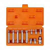Набор бит вставок SPLINE 3/8" 30мм и 75мм с держателем бит 1/2" DR 11 предметов в кейсе