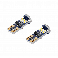Лампа светодиодная T10 (W5W) PRO, 6000K (Белый), 12/24В, 2.4Вт, 18LED, Биполярная, Обманка CAN bus
