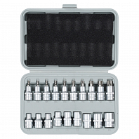 Набор головок 1/2" DR TORX E10-E24 и головок со вставками TORX T20-T70 длиной 55мм 19 предметов в кейсе