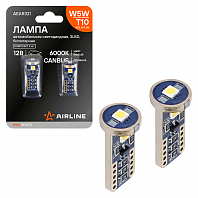 Лампа светодиодная T10 (W5W) PRO, 6000K (Белый), 12В, 2Вт, 3LED, Биполярная, Обманка CAN bus, комплект 2 шт.