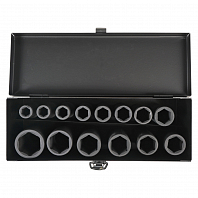 Набор головок ударных 1/2" 78мм 14 пр. (10-27мм) мет. кейс.