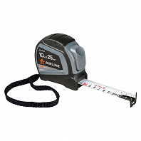 Рулетка в прорезиненном корпусе 10мх25мм PRO, автостоп, дв. зацеп, дв. шкала