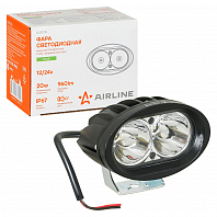 Фара светодиодная овальная, 2LED, дальний свет, 20Вт, 97x62x70мм, 12/24В, PLUS