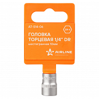 Головка торцевая 1/4" DR шестигранная 10мм пласт. подвес