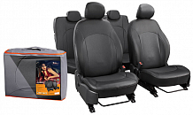 Чехлы для Nissan X-Trail (07-14 г.) "Лима", 14 пред., задн.спин. 1/3,  экокожа перф., черн.